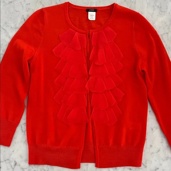 J. Crew Merino Wool Ruffle Cardigan - Picture 3 of 10